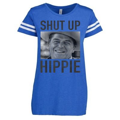 Shut Up Hippie Ronald Reagan Anti Liberal Republican Enza Ladies Jersey Football T-Shirt