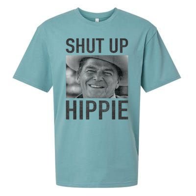 Shut Up Hippie Ronald Reagan Anti Liberal Republican Sueded Cloud Jersey T-Shirt