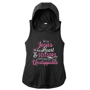 SheS Unstoppable Hairdresser Scissors Hair Stylist Salon Ladies PosiCharge Tri-Blend Wicking Draft Hoodie Tank