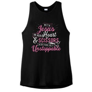 SheS Unstoppable Hairdresser Scissors Hair Stylist Salon Ladies PosiCharge Tri-Blend Wicking Tank