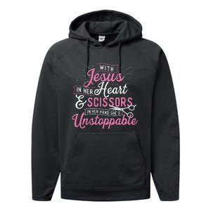 SheS Unstoppable Hairdresser Scissors Hair Stylist Salon Performance Fleece Hoodie