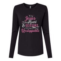 SheS Unstoppable Hairdresser Scissors Hair Stylist Salon Womens Cotton Relaxed Long Sleeve T-Shirt