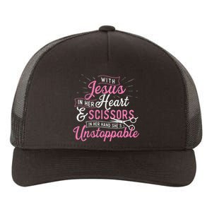 SheS Unstoppable Hairdresser Scissors Hair Stylist Salon Yupoong Adult 5-Panel Trucker Hat