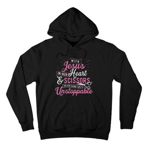 SheS Unstoppable Hairdresser Scissors Hair Stylist Salon Hoodie