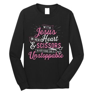 SheS Unstoppable Hairdresser Scissors Hair Stylist Salon Long Sleeve Shirt