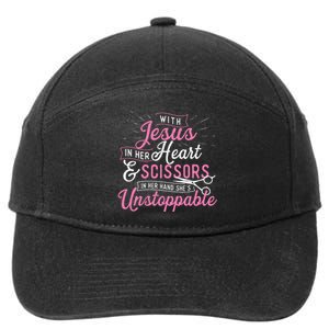 SheS Unstoppable Hairdresser Scissors Hair Stylist Salon 7-Panel Snapback Hat