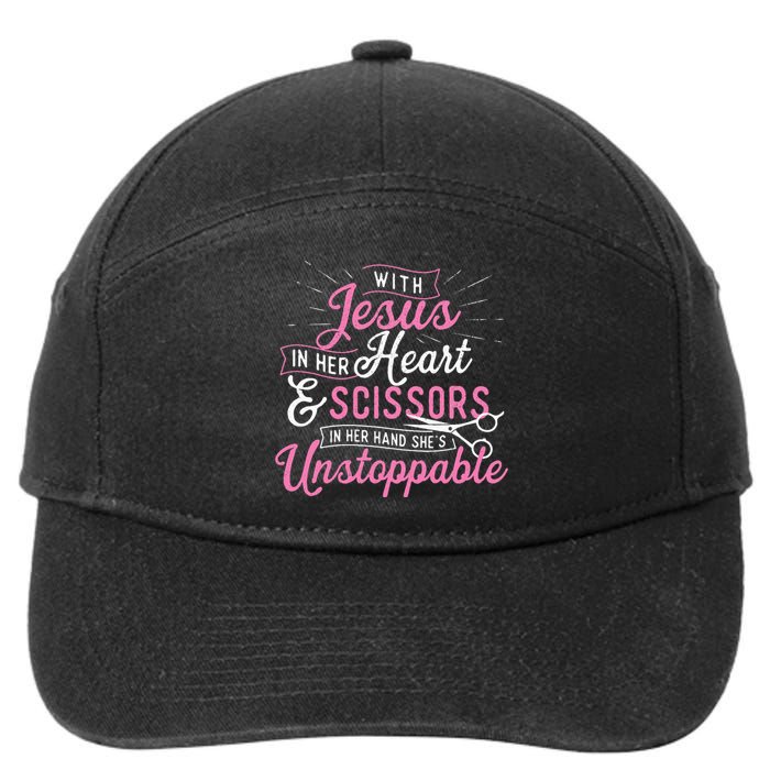 SheS Unstoppable Hairdresser Scissors Hair Stylist Salon 7-Panel Snapback Hat