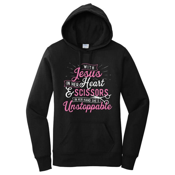 SheS Unstoppable Hairdresser Scissors Hair Stylist Salon Women's Pullover Hoodie