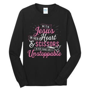 SheS Unstoppable Hairdresser Scissors Hair Stylist Salon Tall Long Sleeve T-Shirt