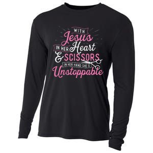 SheS Unstoppable Hairdresser Scissors Hair Stylist Salon Cooling Performance Long Sleeve Crew