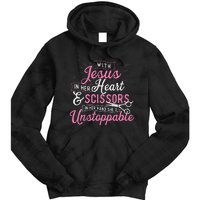 SheS Unstoppable Hairdresser Scissors Hair Stylist Salon Tie Dye Hoodie