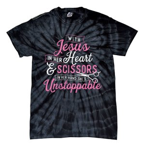 SheS Unstoppable Hairdresser Scissors Hair Stylist Salon Tie-Dye T-Shirt