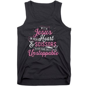 SheS Unstoppable Hairdresser Scissors Hair Stylist Salon Tank Top