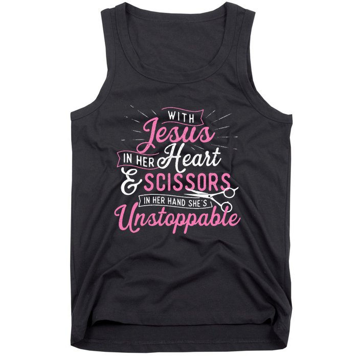 SheS Unstoppable Hairdresser Scissors Hair Stylist Salon Tank Top