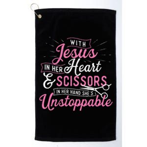 SheS Unstoppable Hairdresser Scissors Hair Stylist Salon Platinum Collection Golf Towel