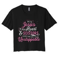 SheS Unstoppable Hairdresser Scissors Hair Stylist Salon Women's Crop Top Tee