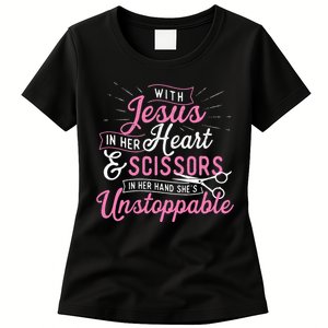 SheS Unstoppable Hairdresser Scissors Hair Stylist Salon Women's T-Shirt