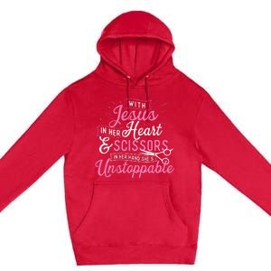 SheS Unstoppable Hairdresser Scissors Hair Stylist Salon Premium Pullover Hoodie