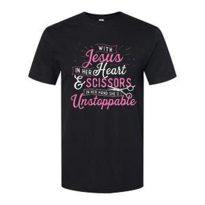 SheS Unstoppable Hairdresser Scissors Hair Stylist Salon Softstyle CVC T-Shirt