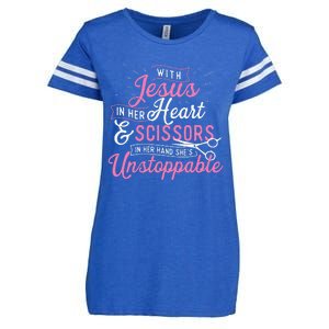 SheS Unstoppable Hairdresser Scissors Hair Stylist Salon Enza Ladies Jersey Football T-Shirt