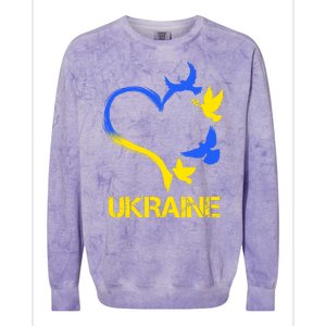 Support Ukraine Heart Doves Colorblast Crewneck Sweatshirt