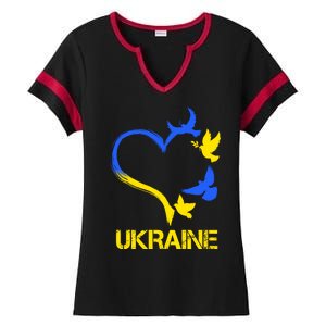 Support Ukraine Heart Doves Ladies Halftime Notch Neck Tee