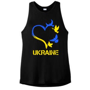 Support Ukraine Heart Doves Ladies PosiCharge Tri-Blend Wicking Tank