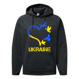 Support Ukraine Heart Doves Performance Fleece Hoodie