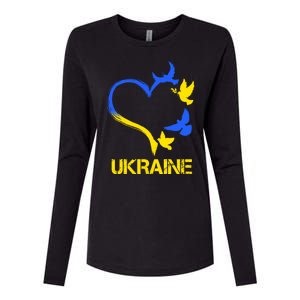 Support Ukraine Heart Doves Womens Cotton Relaxed Long Sleeve T-Shirt