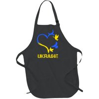 Support Ukraine Heart Doves Full-Length Apron With Pockets