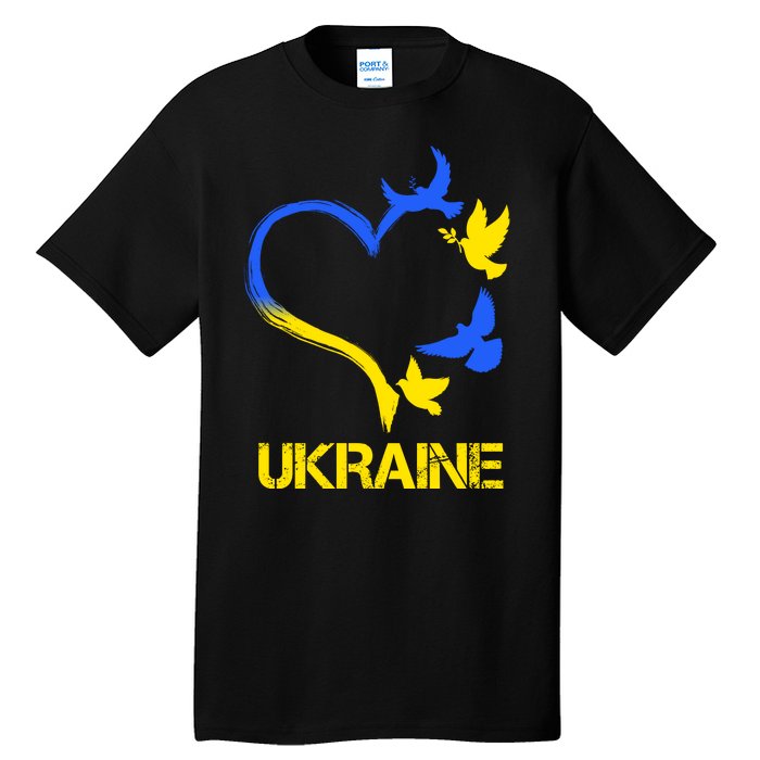 Support Ukraine Heart Doves Tall T-Shirt