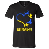 Support Ukraine Heart Doves V-Neck T-Shirt