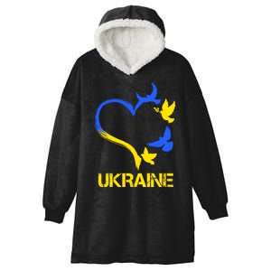 Support Ukraine Heart Doves Hooded Wearable Blanket