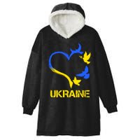 Support Ukraine Heart Doves Hooded Wearable Blanket