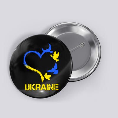 Support Ukraine Heart Doves Button