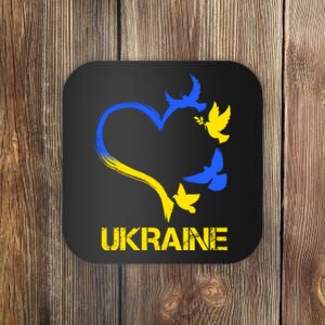 Support Ukraine Heart Doves Coaster