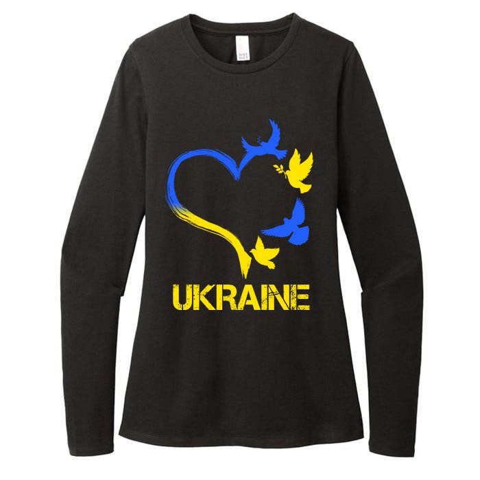 Support Ukraine Heart Doves Womens CVC Long Sleeve Shirt