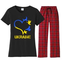 Support Ukraine Heart Doves Women's Flannel Pajama Set