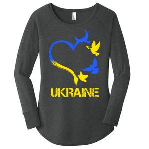 Support Ukraine Heart Doves Women's Perfect Tri Tunic Long Sleeve Shirt