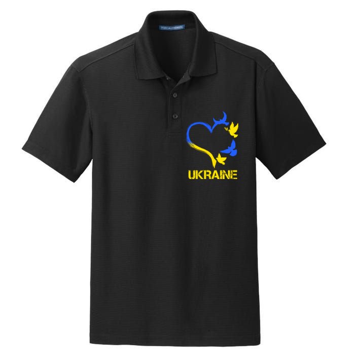 Support Ukraine Heart Doves Dry Zone Grid Polo