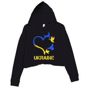 Support Ukraine Heart Doves Crop Fleece Hoodie