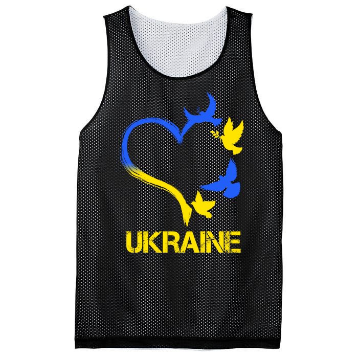 Support Ukraine Heart Doves Mesh Reversible Basketball Jersey Tank