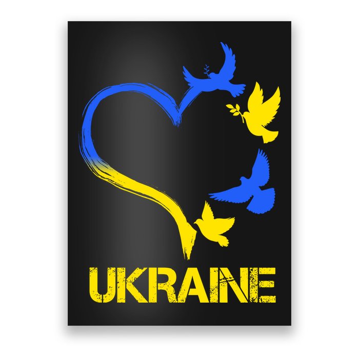 Support Ukraine Heart Doves Poster