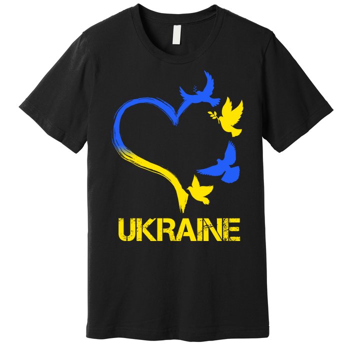 Support Ukraine Heart Doves Premium T-Shirt