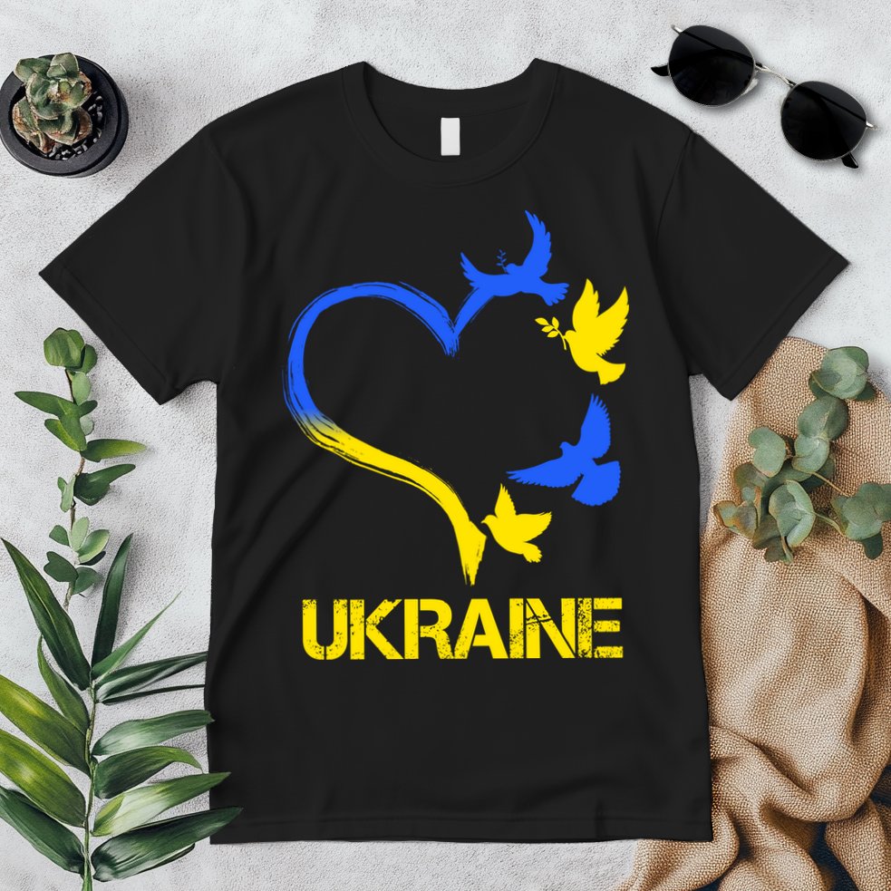 Support Ukraine Heart Doves Premium T-Shirt