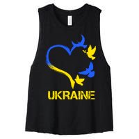 Support Ukraine Heart Doves Women's Racerback Cropped Tank