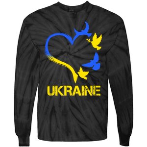 Support Ukraine Heart Doves Tie-Dye Long Sleeve Shirt