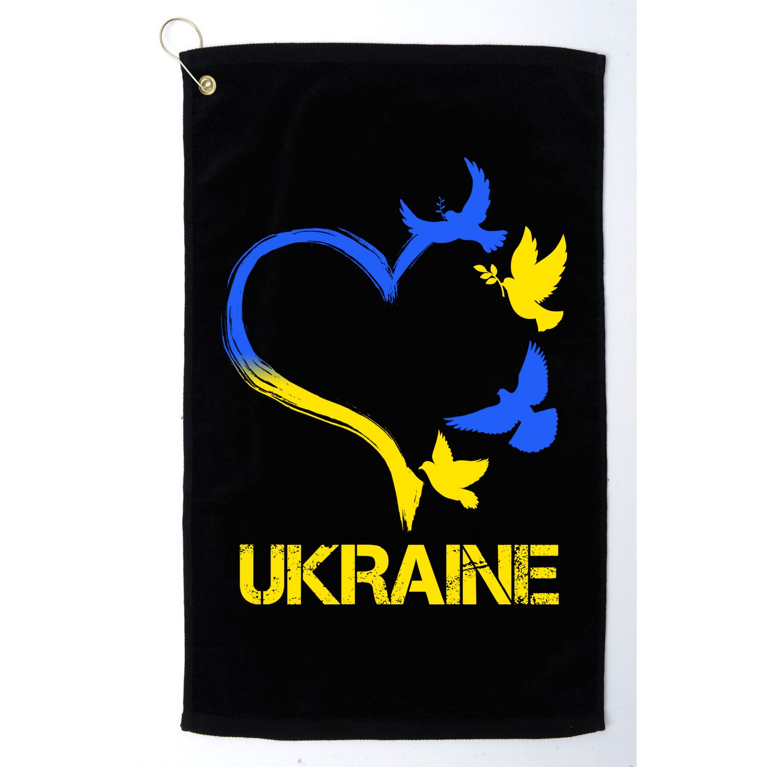 Support Ukraine Heart Doves Golf Towel