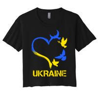 Support Ukraine Heart Doves Women's Crop Top Tee