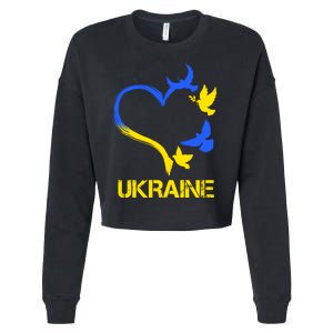 Support Ukraine Heart Doves Cropped Pullover Crew